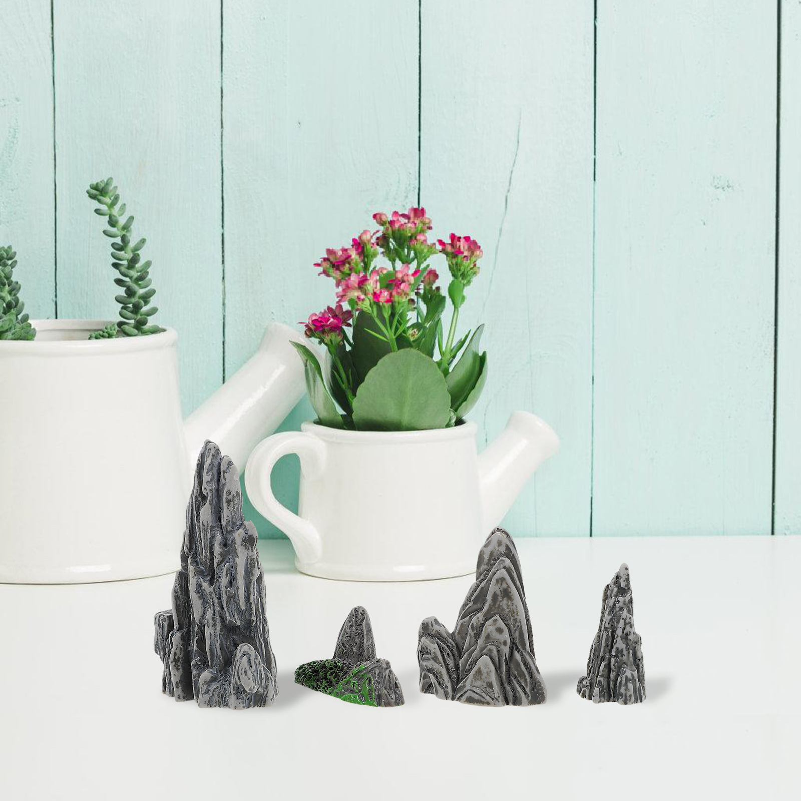 Bonsai Garden Table - Miniature Rockery Bonsai Decor 4pcs Realistic