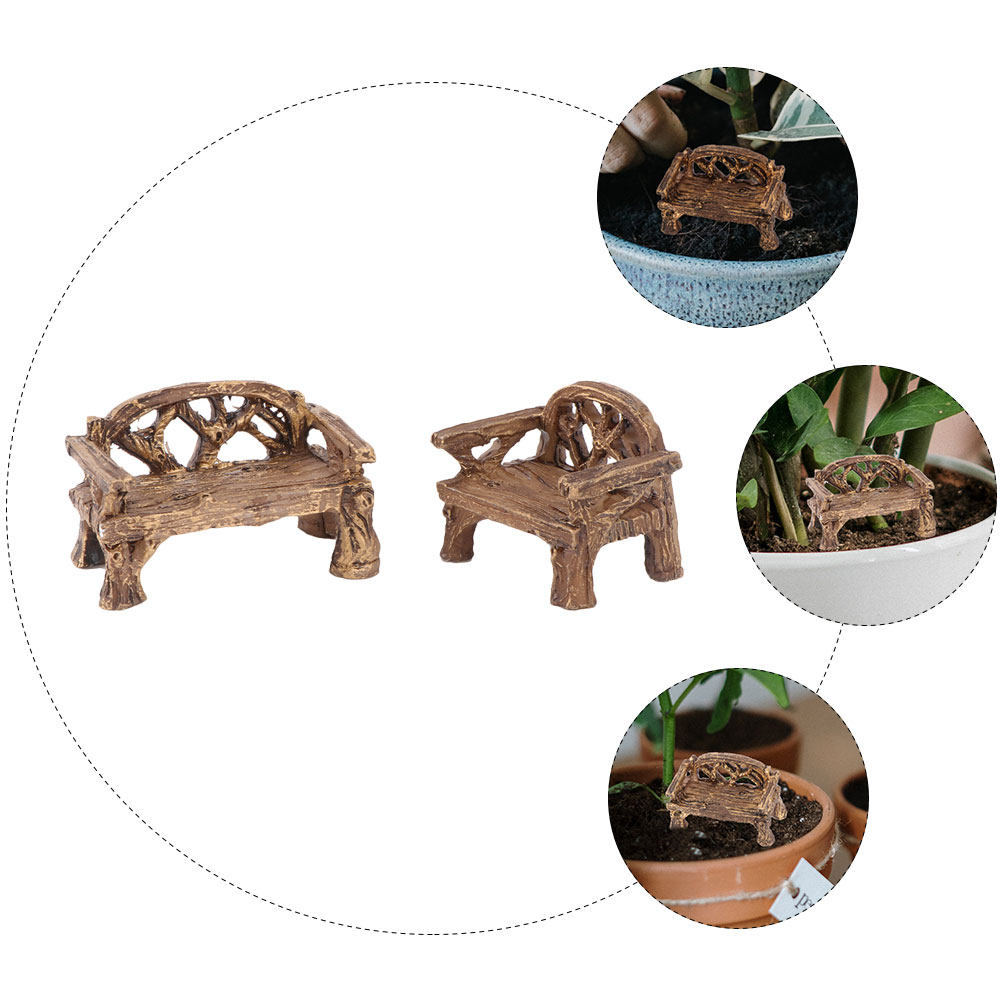 2Pcs Resin Micro Landscape Orn – Bonsai Garden Bench Bewertung und Preis